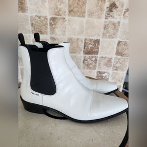 Prada white low boots
